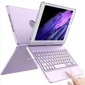 iPad 10.2 Keyboard Case 7th 8th 9th Gen Trackpad 360° Purple